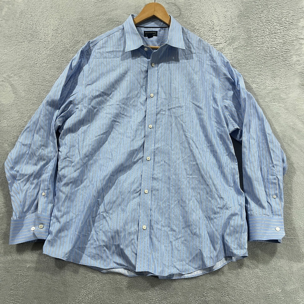Banana Republic Shirt Men 2XL 18-18.5 Academia Career Button Up Classic Non iron